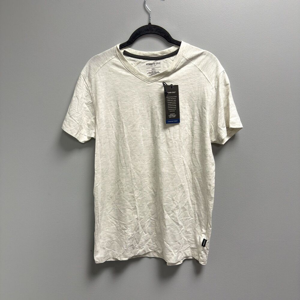 Kenneth Cole New York Mens Sz S Cream Gray Organic Cotton Blend T-Shirt NWT